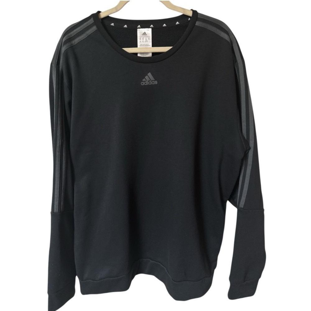 Adidas Three Stripe Crewneck Men’s Black/Gray Sweatshirt Y2K Athletic XL